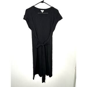 J.Crew Factory Tie Waist T-shirt dress XL Black Short Sleeve Casual Minimalist